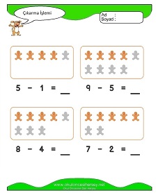 Çıkarma İşlemi Çalışma Sayfaları